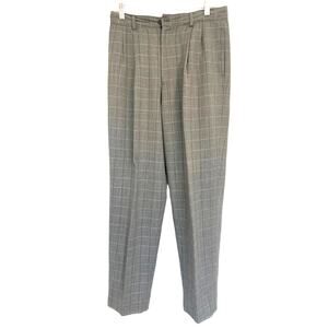 LL Bean Wool Pants 10 Gray Plaid High Waist  Preppy Business Casual Lined Womens